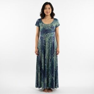 Chaps Green and Blue Maxi Dress